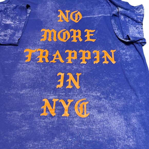 Rise as 1NE No More Trappin NYC Tee Shirt XL Blue Wash Orange Lettering - Picture 5 of 16